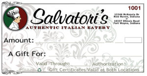 Salvatori's initial paper gift certificates (individually numbered)