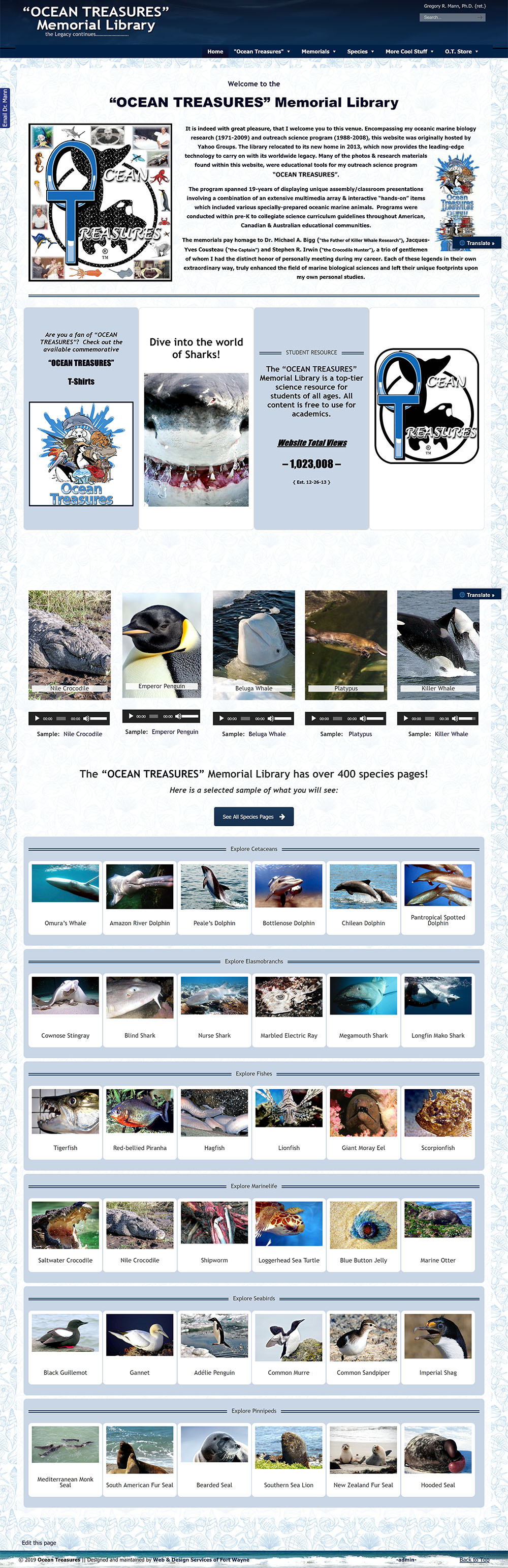 Screenshot of Ocean Treasures Memorial Library website